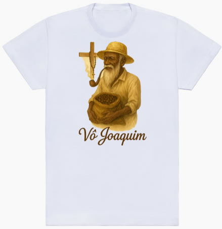 Camiseta Vô Joaquim Preto Velho - Estampa com cachimbo